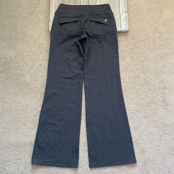 Athleta Fusion S Gray Heather Yoga Flare Wide Leg Pants Athleisure Flap Pockets - Picture 8 of 12